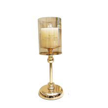 (12x34cm) Luxury Classic Metal Candle Holders Vintage Golden Candlestick Home Decoration for Wedding Candelabra Crystal Candle Holder
