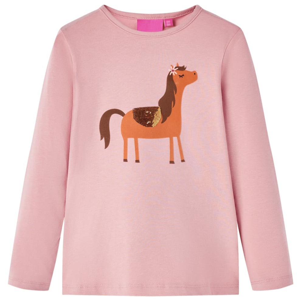 (light pink, 116) Kids' T-shirt with Long Sleeves Children's T Shirt Kids' Tops Tee Pony Print