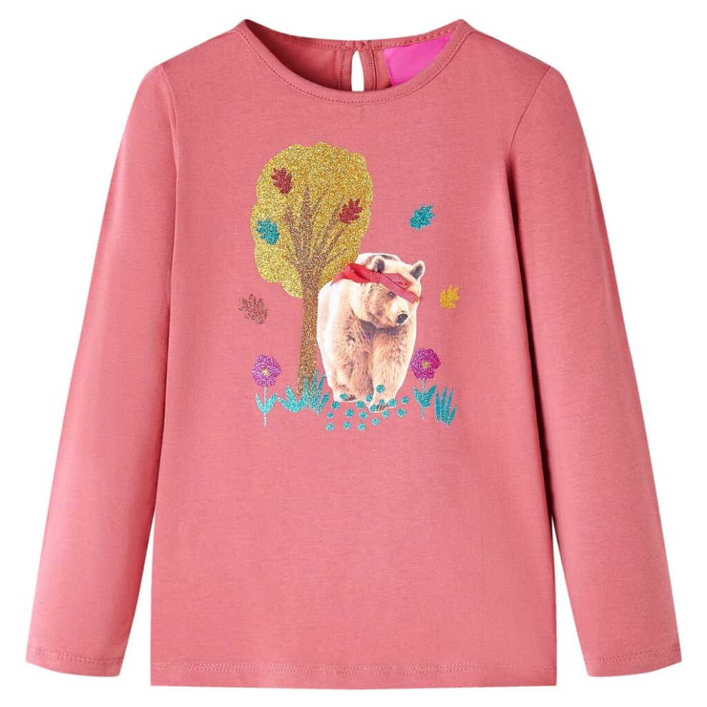 Vidaxl (, 140) Kids' T-Shirt With Long Sleeves Children's T Shirt Kids' Tops Tee Bear Print Pink