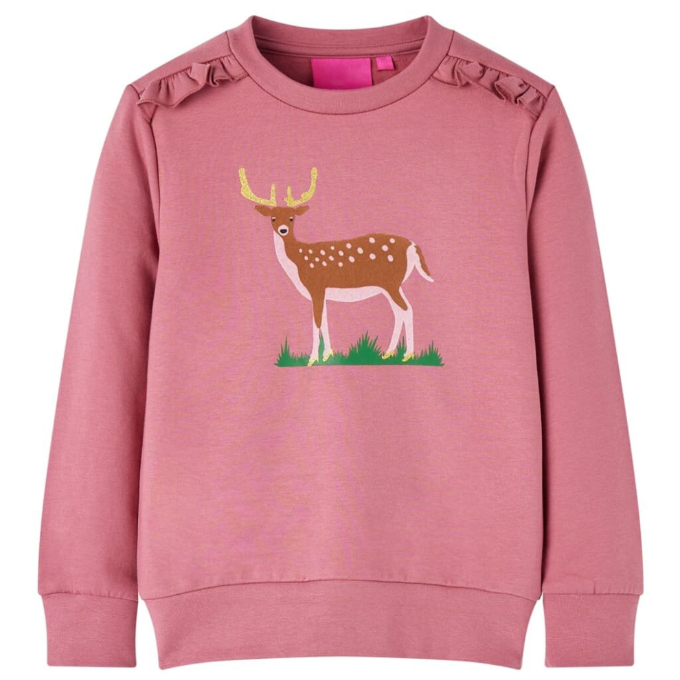 (104) Kids' Sweatshirt Tops Long Sleeves Toddler Tops Pullover Deer Print Raspberry