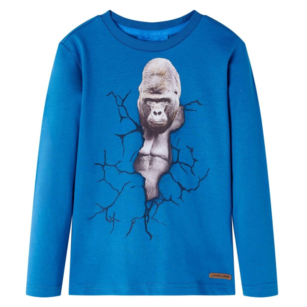 Vidaxl (Petrol, 104) Kids' T-Shirt With Long Sleeves Children's T Shirt Tops Tee Gorilla Print