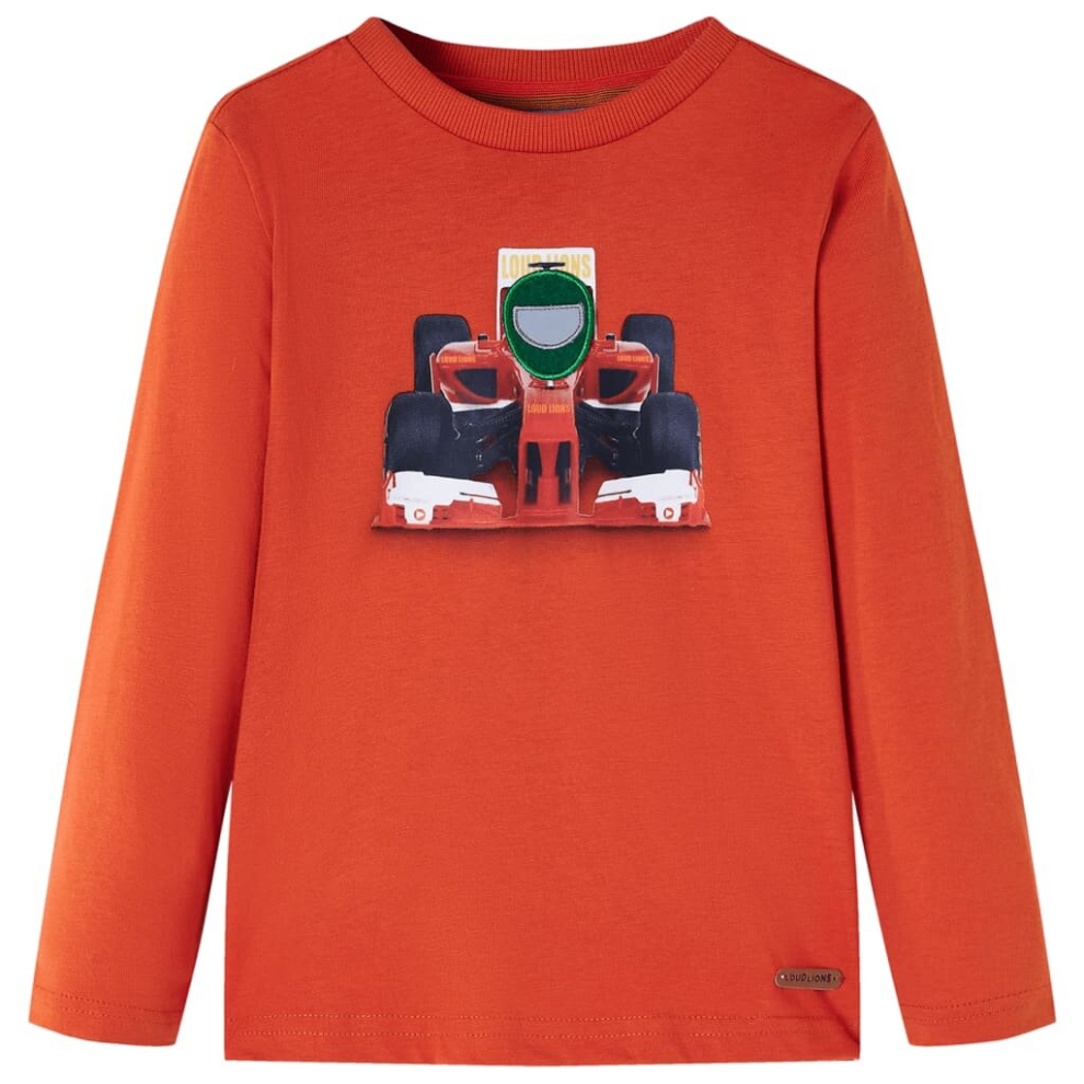 (orange, 140) Kids' T-shirt with Long Sleeves Children's T Shirt Tops Tee Racing Car Print