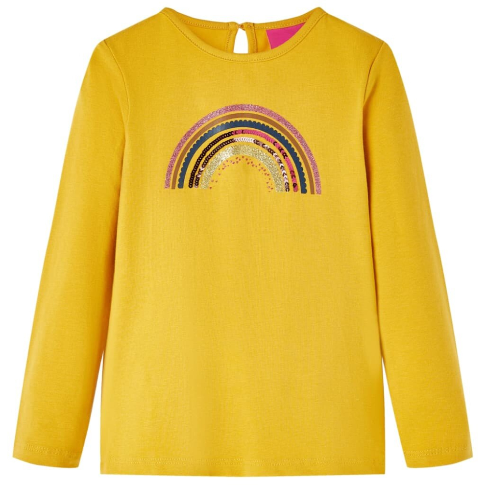 (ochre, 104) Kids' T-shirt with Long Sleeves Children's T Shirt Tops Tee Rainbow Print