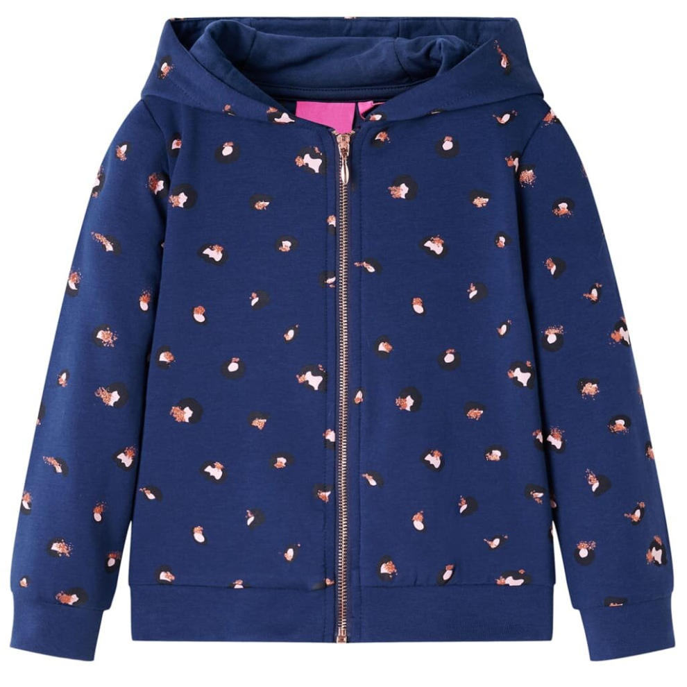 (140) Kids' Hooded Sweatshirt Children Kids Pullover Hoodie Dot Print Navy Blue