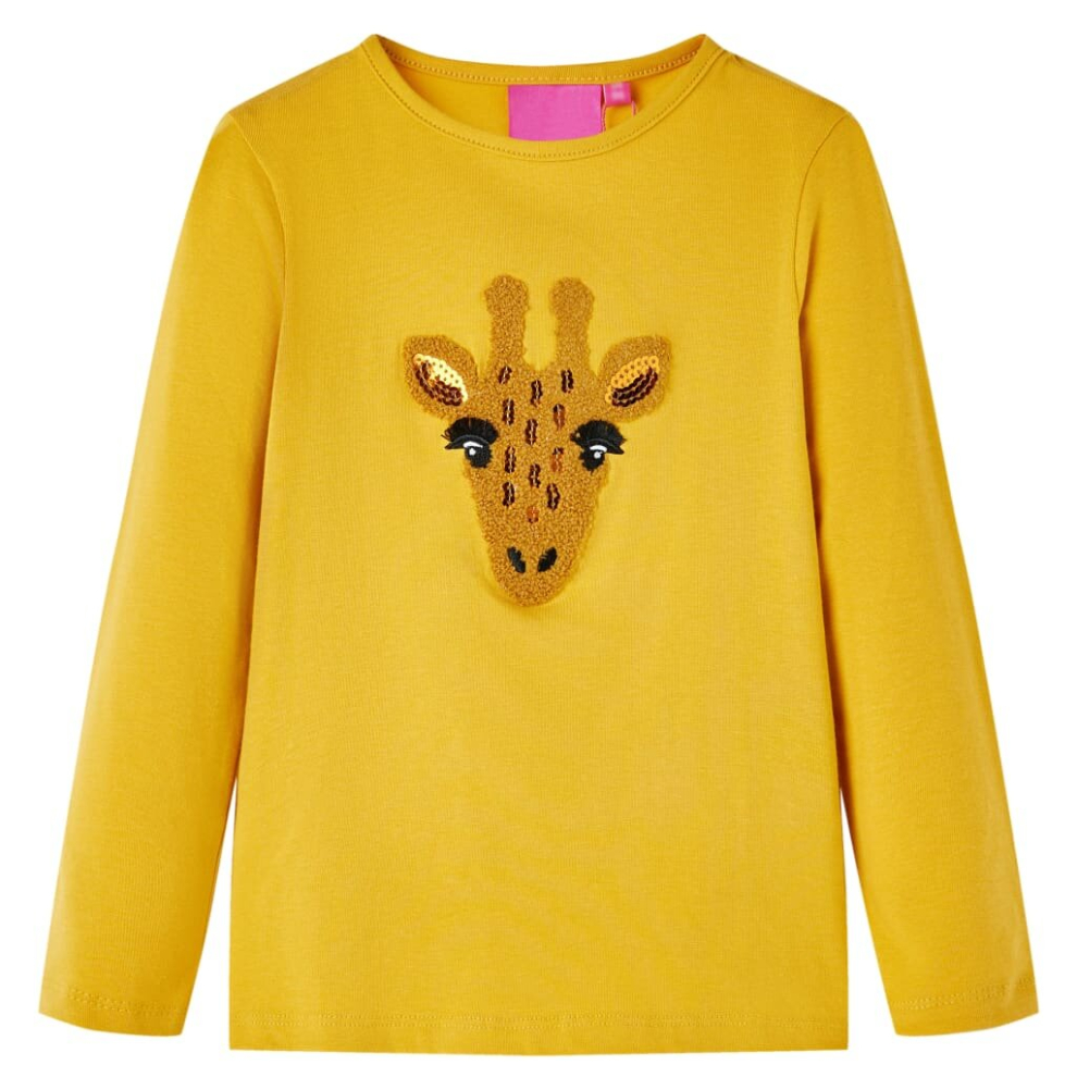 (ochre, 92) Kids' T-shirt with Long Sleeves Children's T Shirt Kids' Tops Tee Deer Design