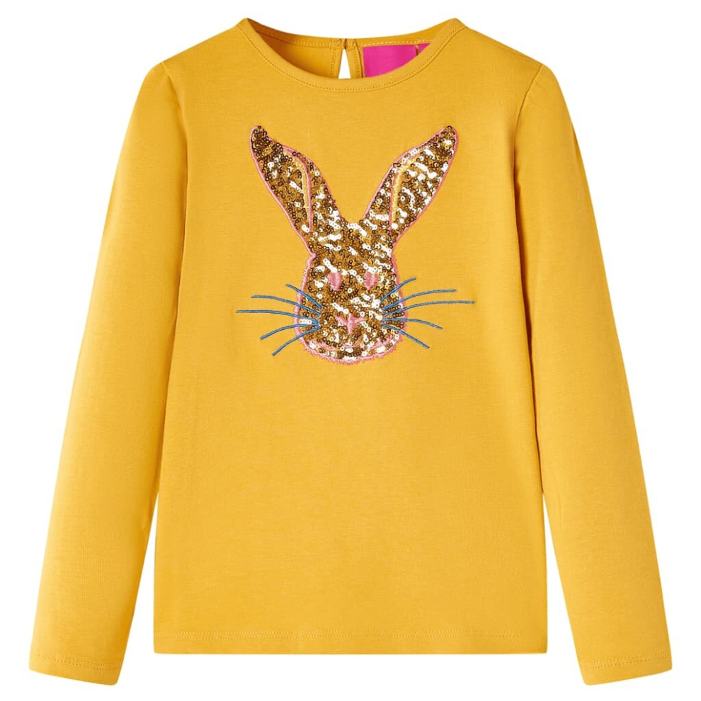 (ochre, 116) Kids' T-shirt with Long Sleeves Children's T Shirt Kids' Tops Tee Rabbit Print