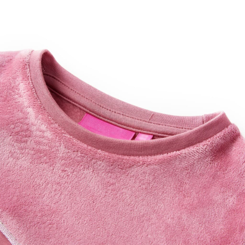 VidaXL (128) Kids' Sweatshirt Long Sleeves Toddler Tops Pullover Velvet Patchwork Raspberry 2