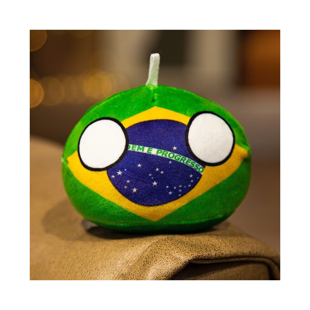 (10cm, Brazil) 10cm Country Ball Plush Toys Polandball Pendant Country Flag Balls Countryball Stuffed Doll Christmas Gifts for Kids