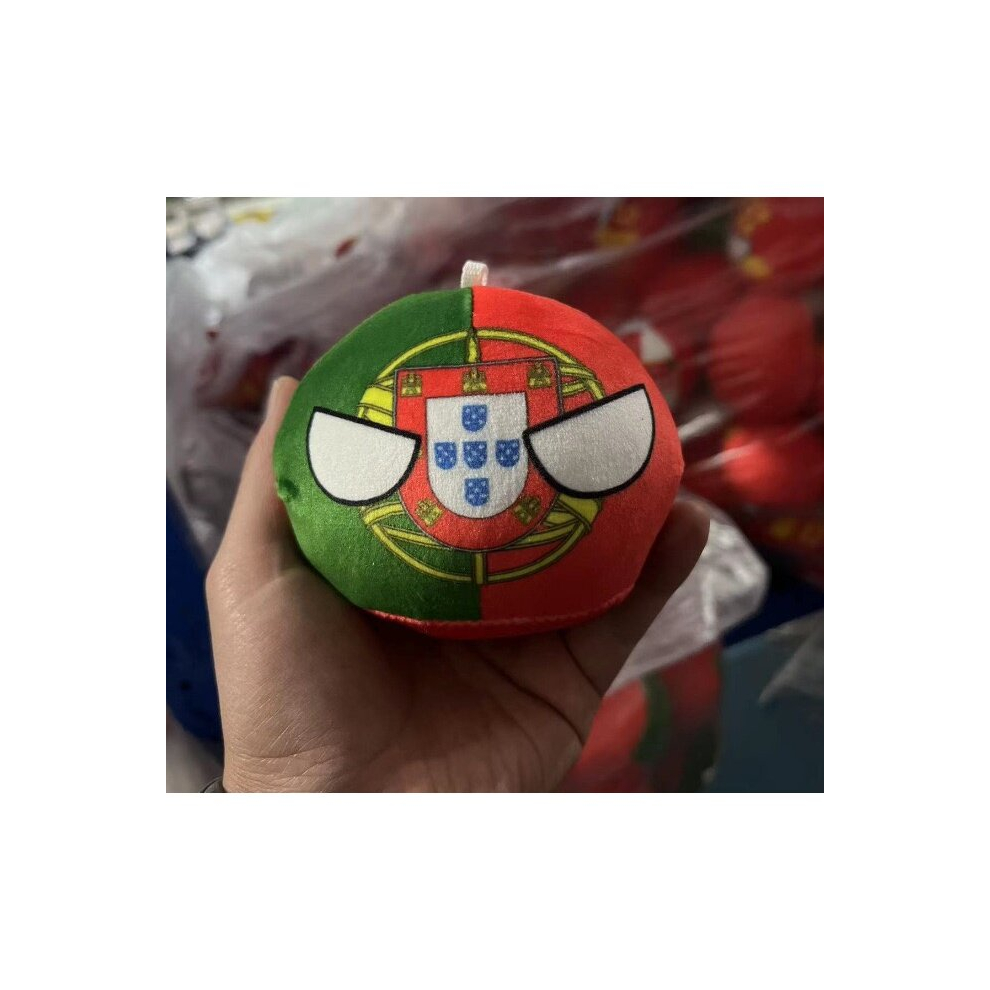 (10cm, Portugal) 10cm Country Ball Plush Toys Polandball Pendant Country Flag Balls Countryball Stuffed Doll Christmas Gifts for Kids