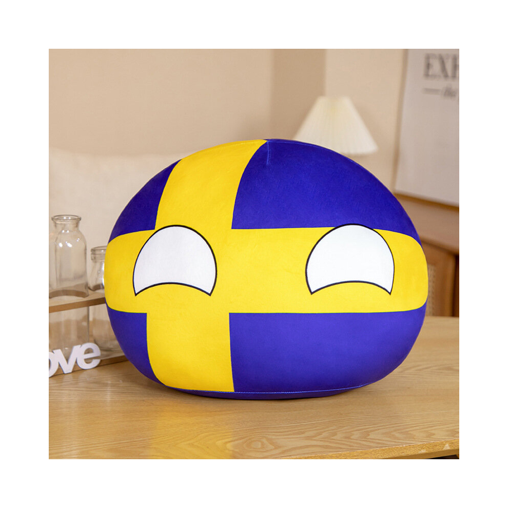 (10cm, Sweden) 10cm Country Ball Plush Toys Polandball Pendant Country Flag Balls Countryball Stuffed Doll Christmas Gifts for Kids