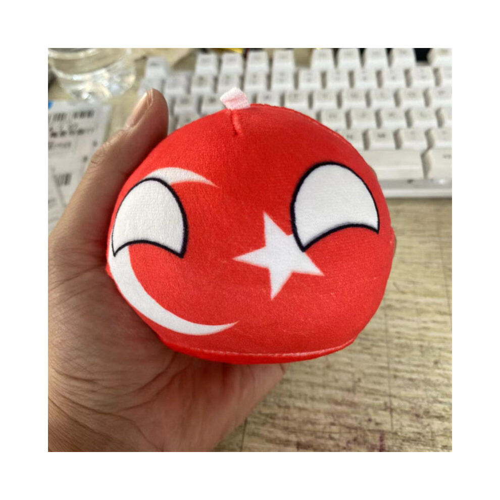 (10cm, Turkey) 10cm Country Ball Plush Toys Polandball Pendant Country Flag Balls Countryball Stuffed Doll Christmas Gifts for Kids