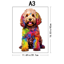(K131-A3) Jigsaw Puzzle Mysterious Animal Puzzles Dog Puzzles Gift for Adult Kids Educational Fabulous Gift Interactive Games Wooden Toys