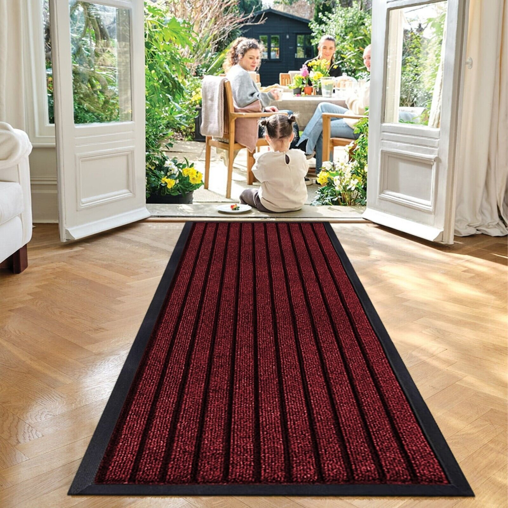 (60 x 90 cm, Burgundy) PVC Rubber Mats Non-Slip Indoor Outdoor Floor Rug