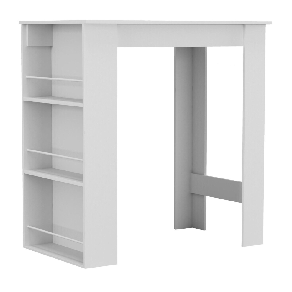 (  White) 3 Tier Dining Bar Coffee Kitchen Island Table Open Storage Shelves Living Room