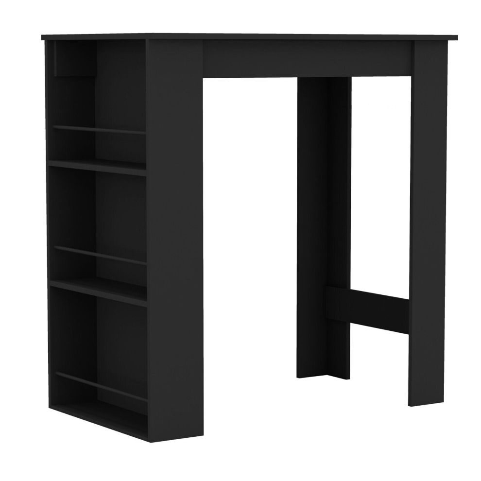 (  Black) 3 Tier Dining Bar Coffee Kitchen Island Table Open Storage Shelves Living Room