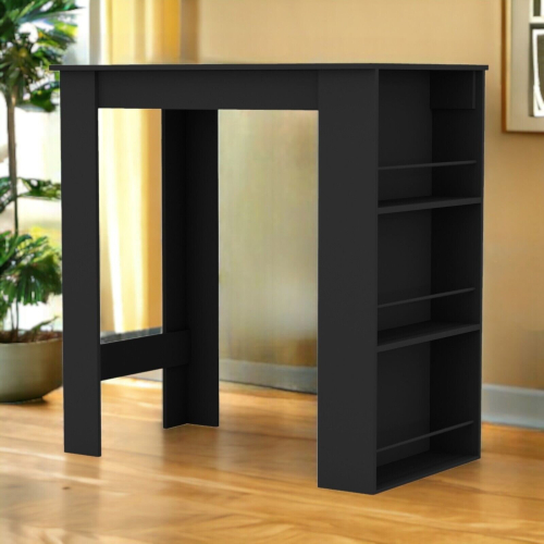 URBN Living (  Black) 3 Tier Dining Bar Coffee Kitchen Island Table Open Storage Shelves Living Room 1