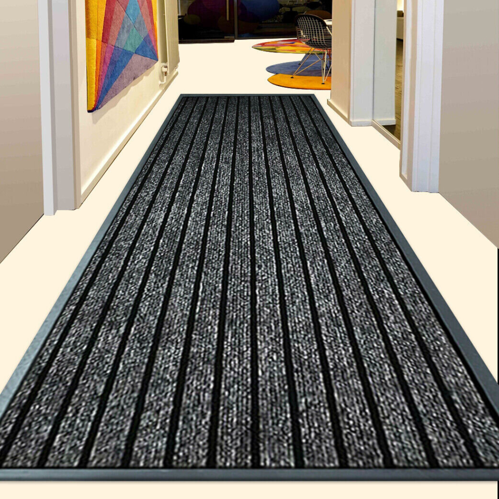 (80 x 150 cm, Grey) PVC Rubber Mats Non-Slip Indoor Outdoor Floor Rug