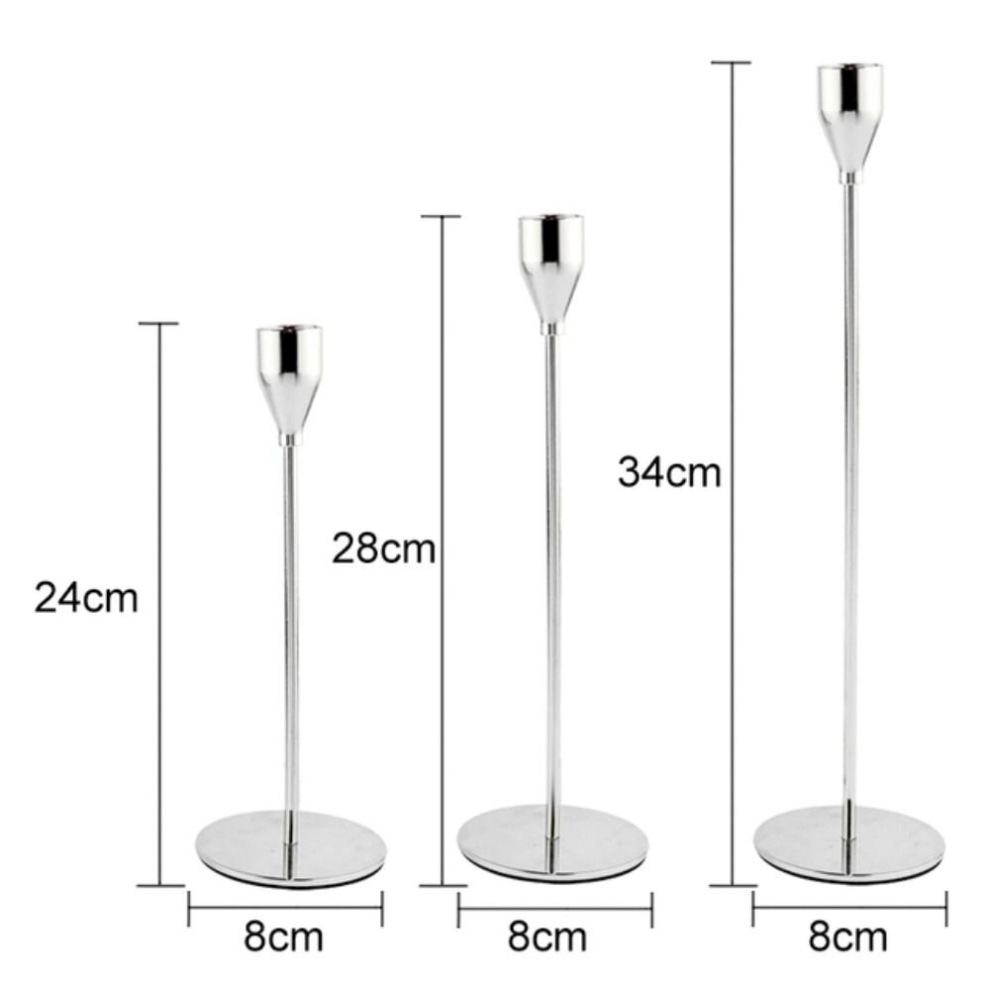 Flemye (-24-33Cm) Candle Holder Decoration Luxury Metal Candle Holders Home Decoration Candlesticks For Candles Room Wedding Decoration Silver