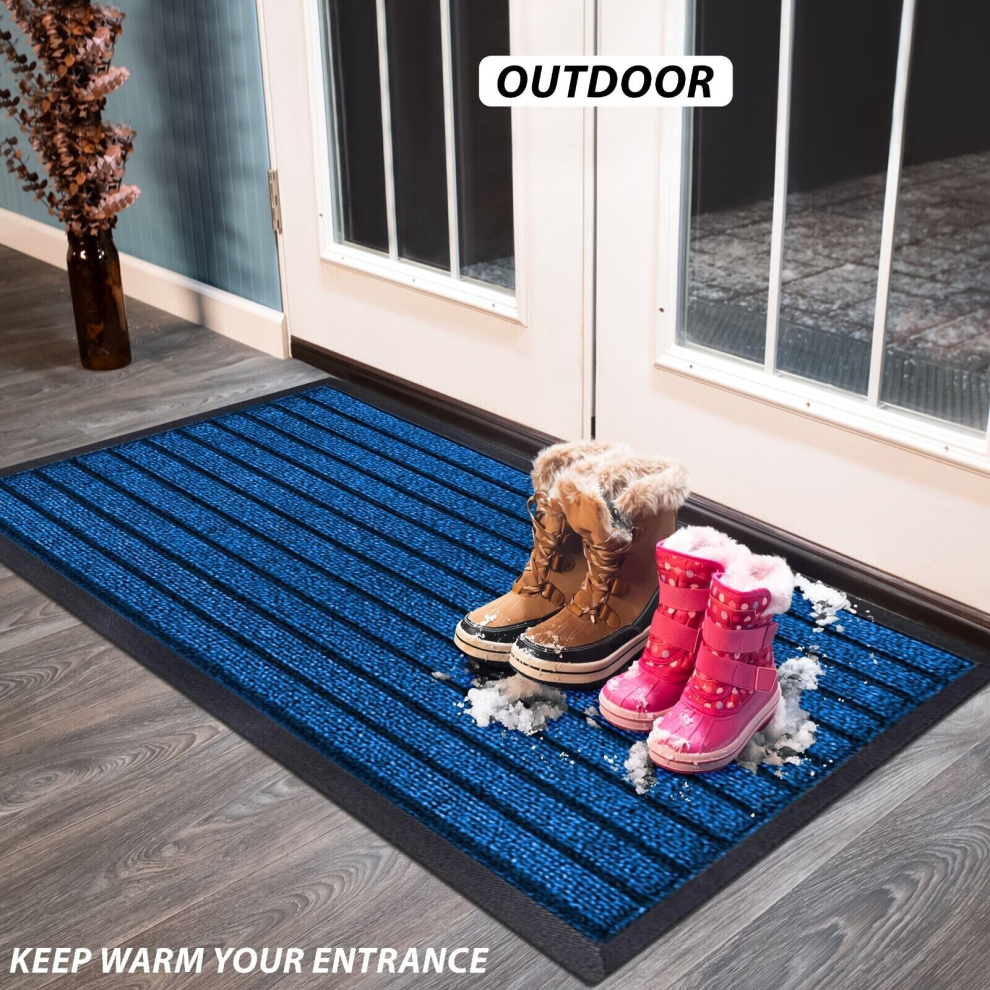 (40 x 60 cm, Blue) PVC Rubber Mats Non-Slip Indoor Outdoor Floor Rug