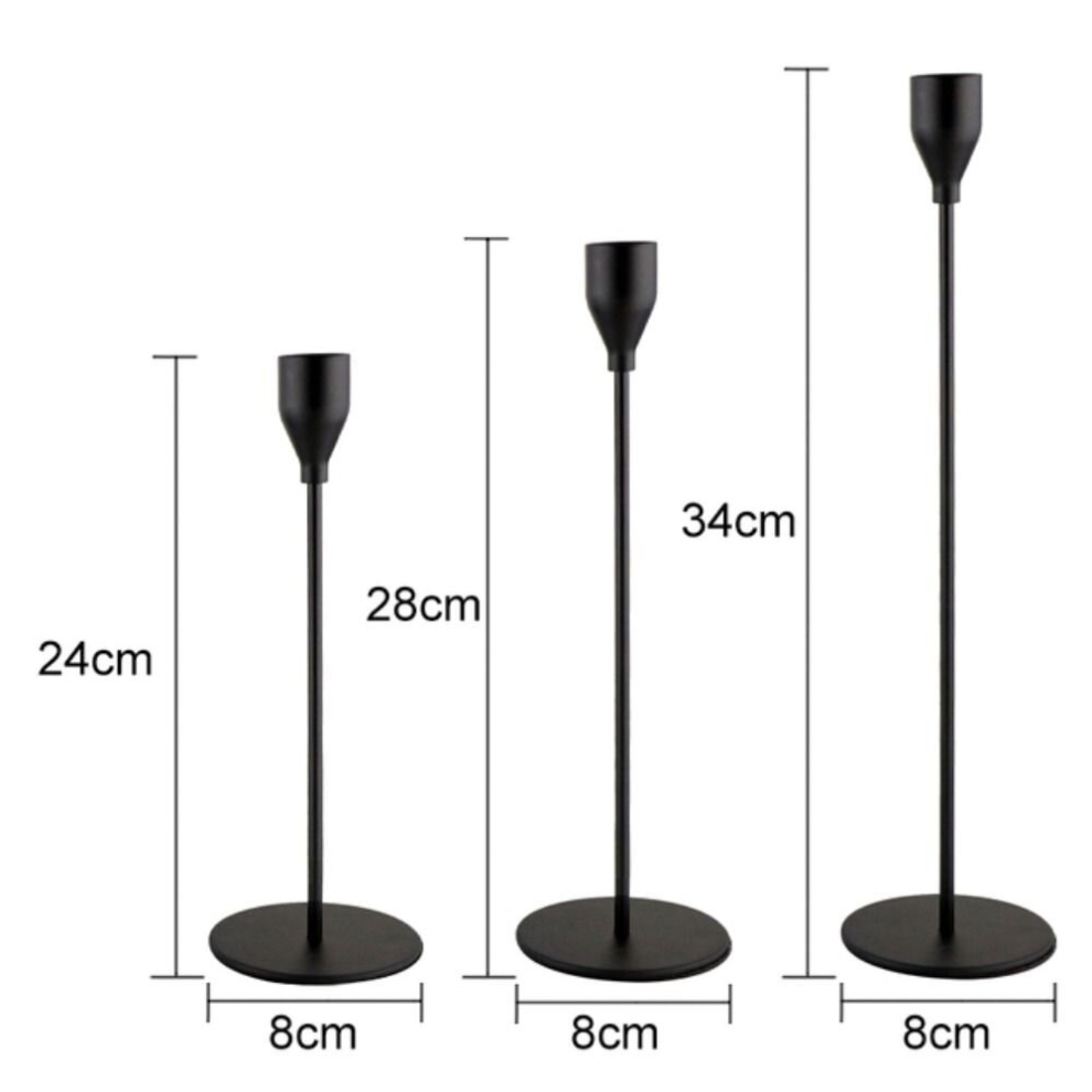 Flemye (-24-33Cm) Candle Holder Decoration Luxury Metal Candle Holders Home Decoration Candlesticks For Candles Room Wedding Decoration Black