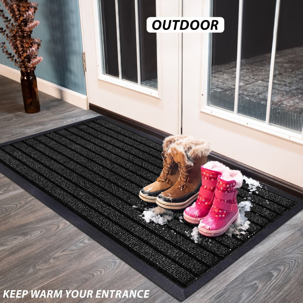 (40 x 60 cm, Black) PVC Rubber Mats Non-Slip Indoor Outdoor Floor Rug