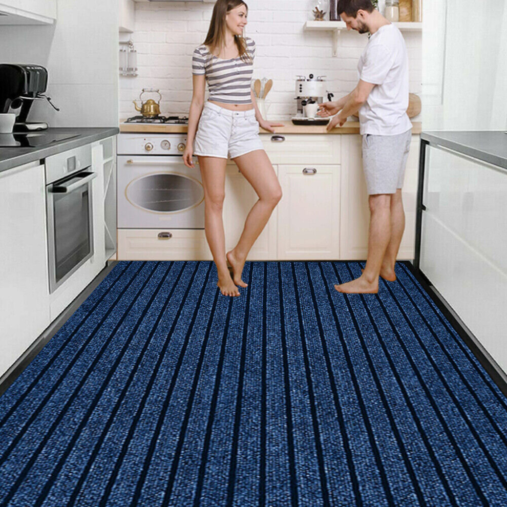 ( 80 x 300 cm, Blue) PVC Rubber Mats Non-Slip Indoor Outdoor Floor Rug