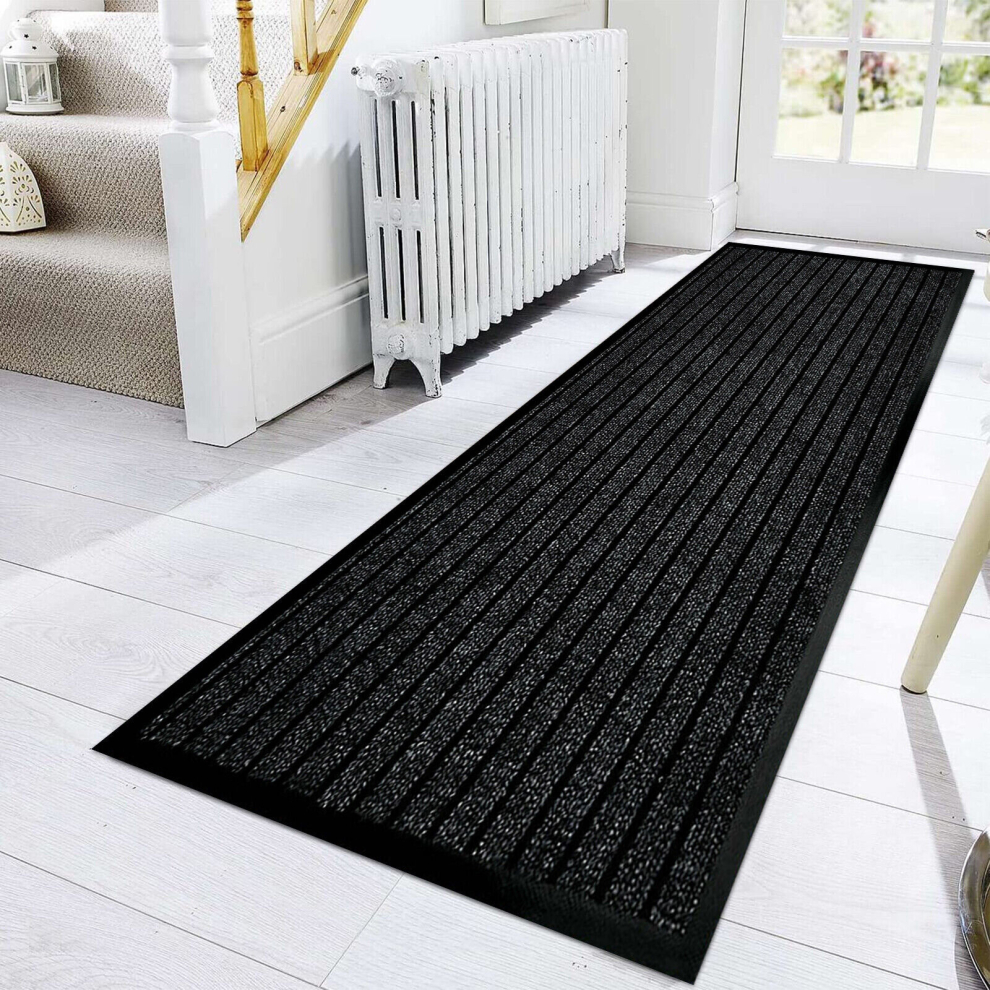 (60 x 90 cm, Black) PVC Rubber Mats Non-Slip Indoor Outdoor Floor Rug