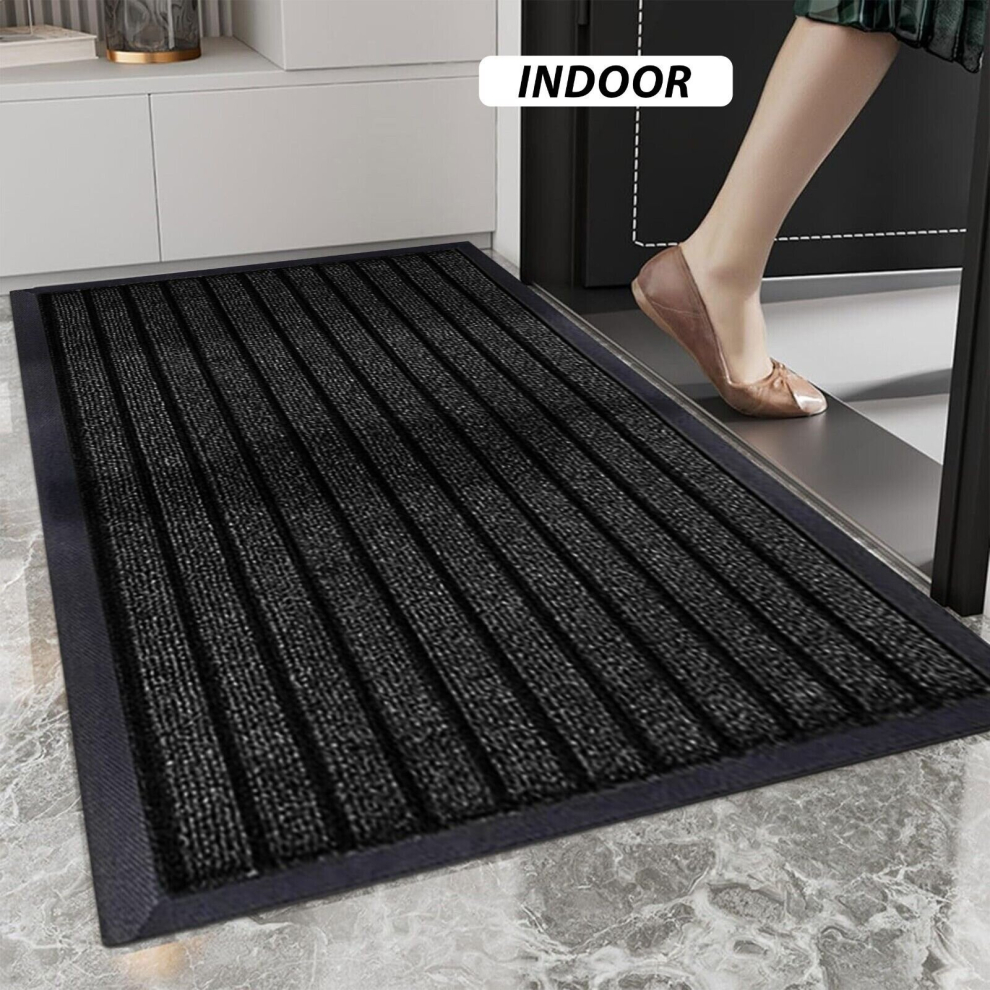 (50 x 80 cm, Black) PVC Rubber Mats Non-Slip Indoor Outdoor Floor Rug