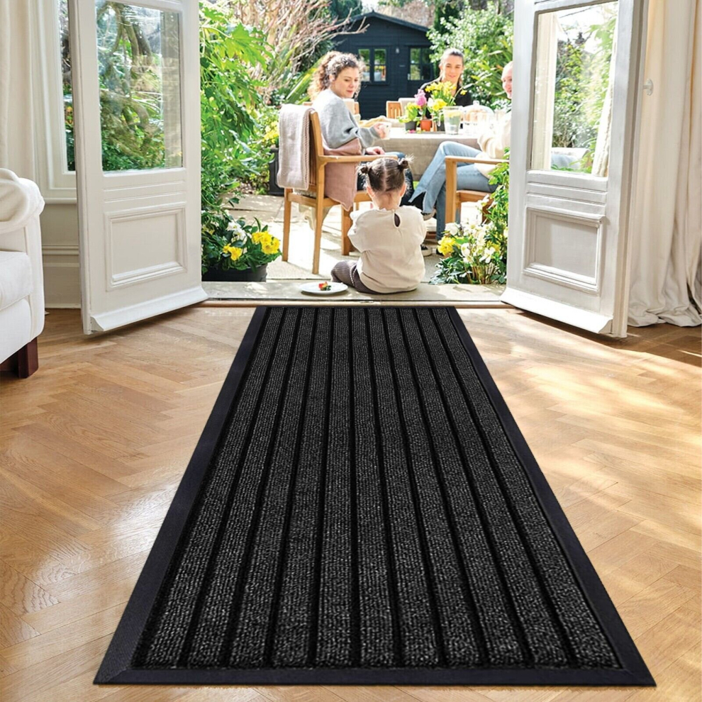 Imperial Rooms ( 80 X 300 Cm, Black) Pvc Rubber Mats Non-Slip Indoor Outdoor Floor Rug