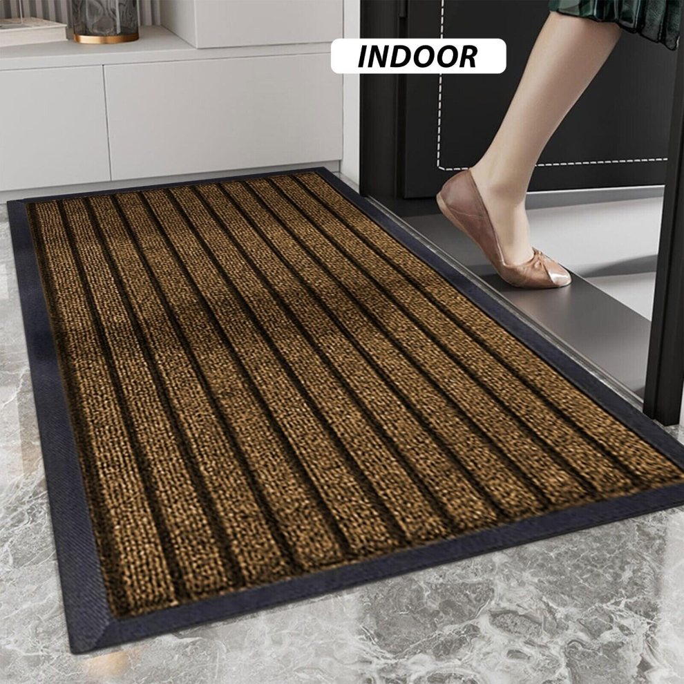 (40 x 60 cm, Brown) PVC Rubber Mats Non-Slip Indoor Outdoor Floor Rug