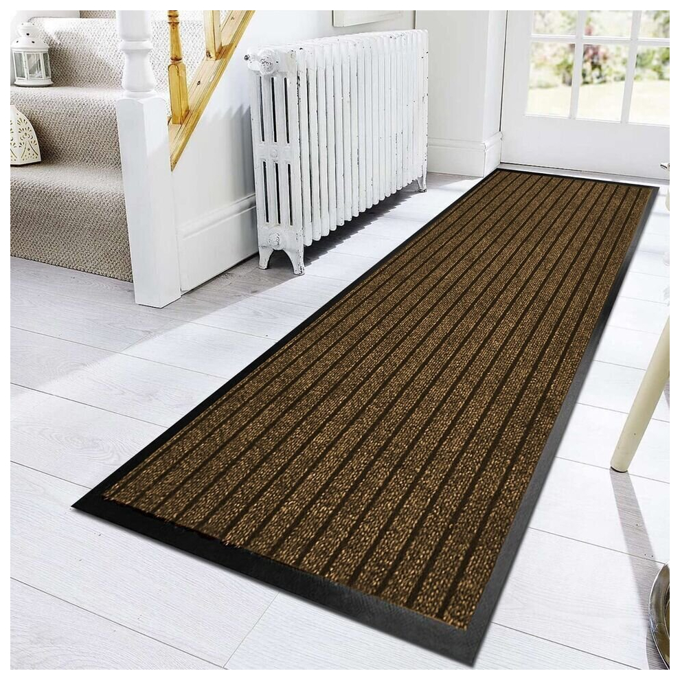 (60 x 90 cm, Brown) PVC Rubber Mats Non-Slip Indoor Outdoor Floor Rug