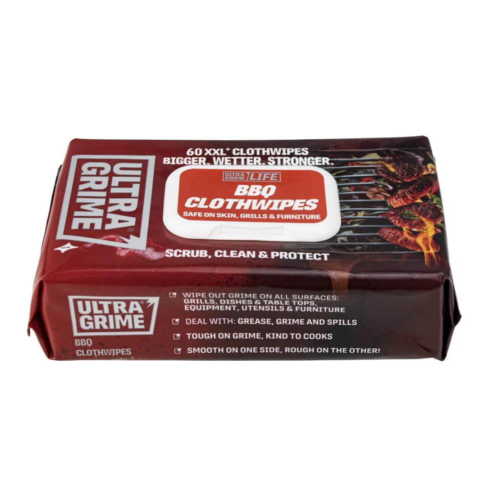 Ultra Grime Life BBQ XXL+ 60 Cloths - Grease & Grime Cleaning Wet Cloths X 4