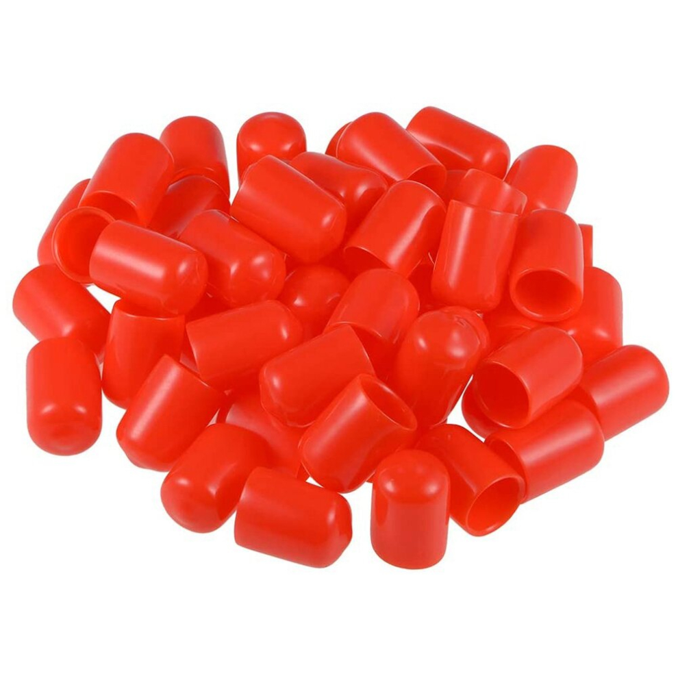 100Pcs Rubber End Caps 12Mm ID PVC Round Tube Bolt Cap Cover Red