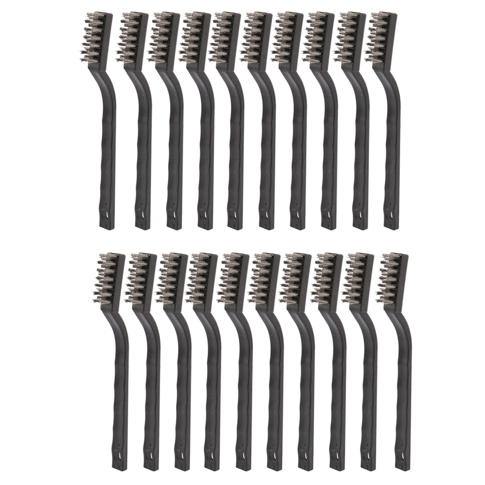 20 Pieces Mini Handle Stainless Steel Wire Bristles Brush Set