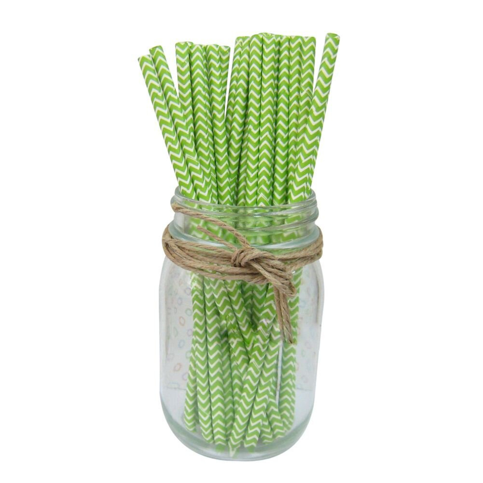 25x Paper Straws Birthday Wedding Party , green