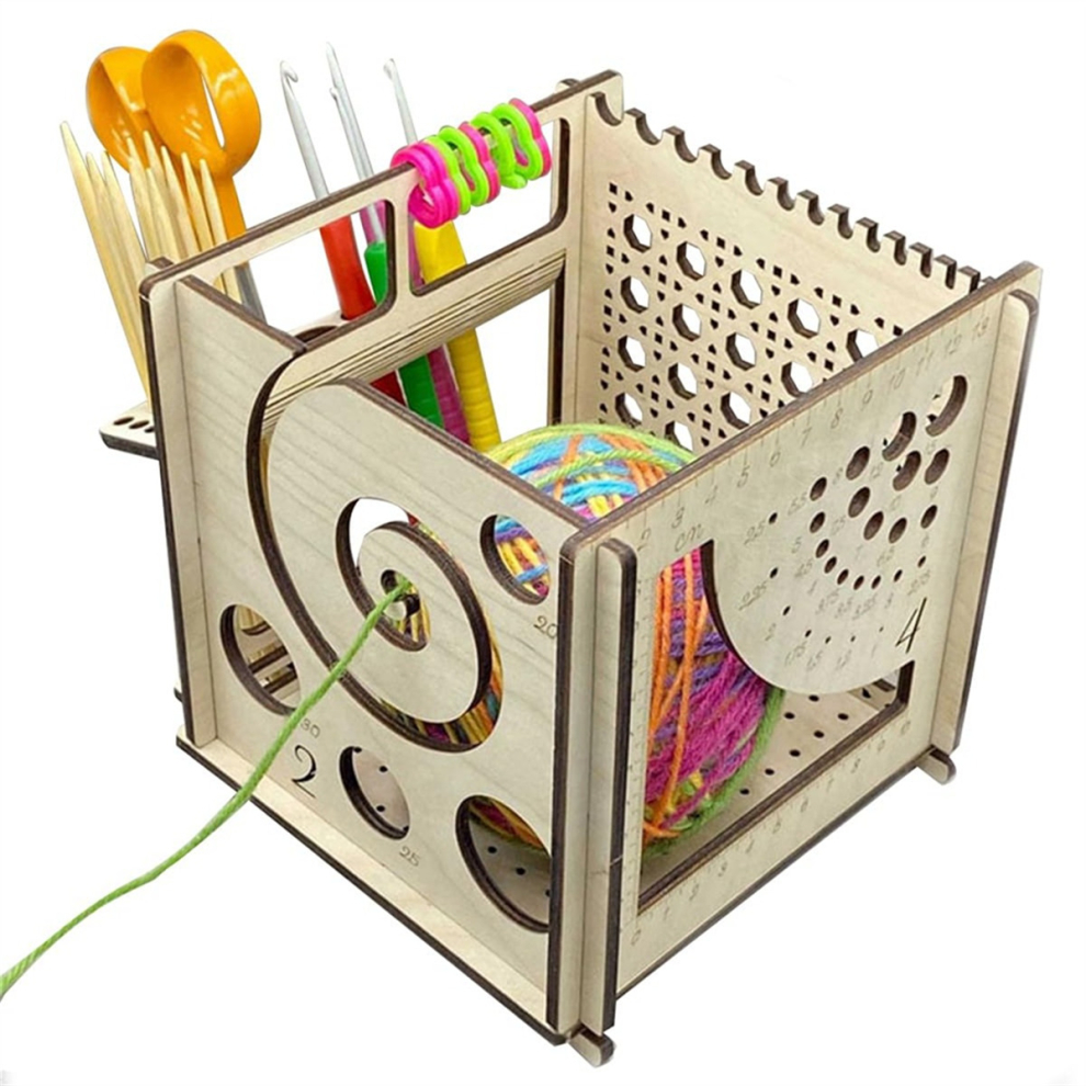 All-In-One Wooden Yarn Bowl, 2024 Multifunctional Knitting Tool