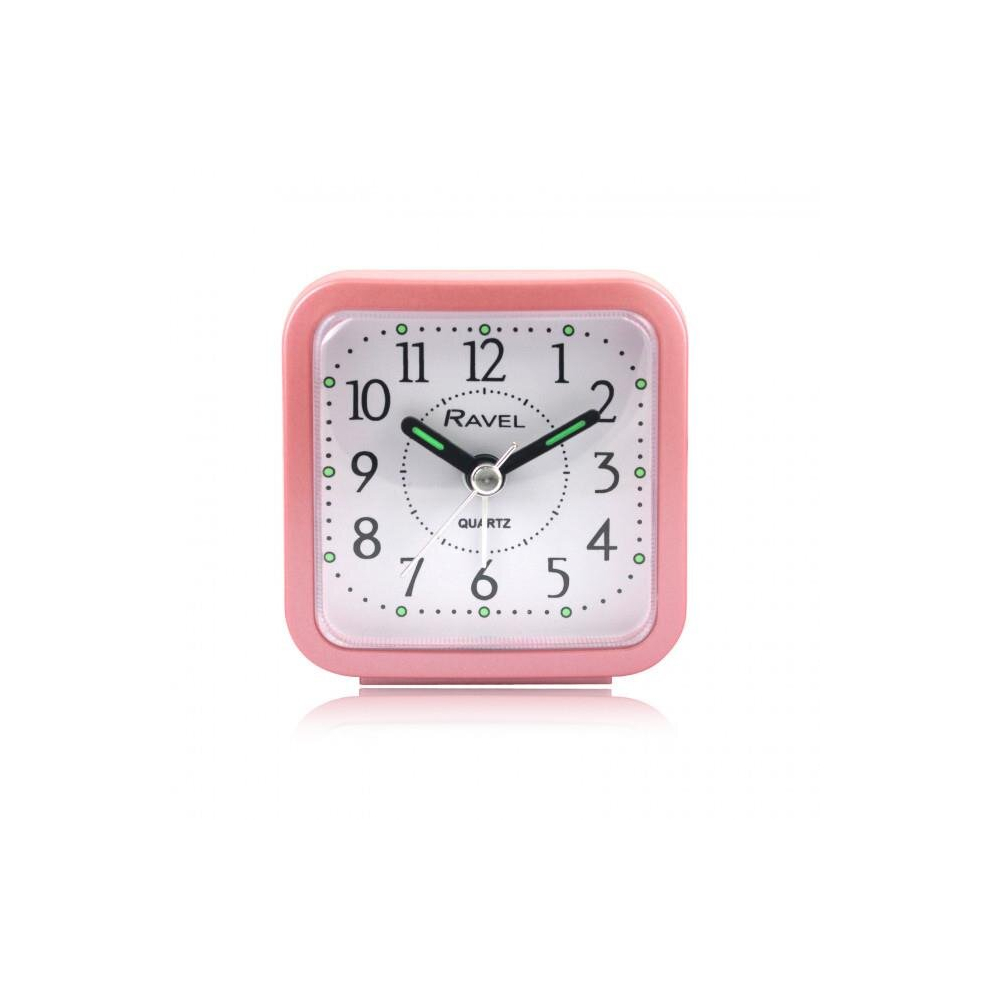 Ravel Rectangular Mini Bedside Quartz Alarm Clock - Pink RC043.5