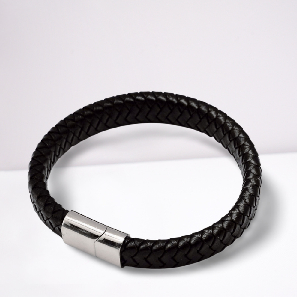 Men's Luxury Black Leather Bracelet