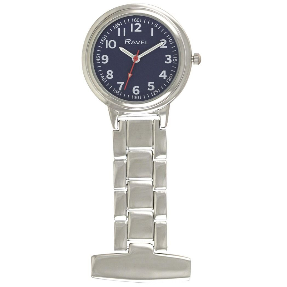 Ravel Easy-Read Nurse Blue Dial Silver Tone Fob Watch - R1101.16 Blue,Silver