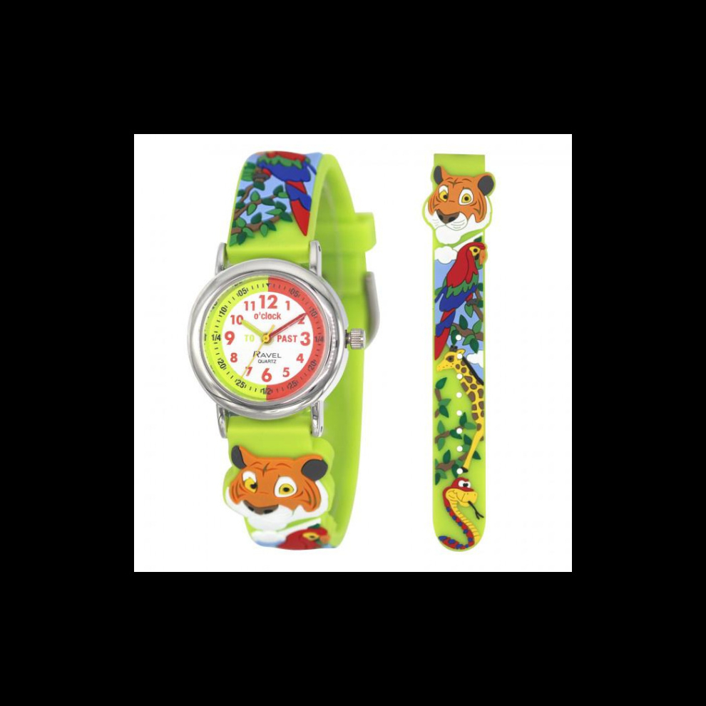 Ravel Children Girls & Boys 3D Cartoon Time Teacher Watch Lime Jungle R1513.97 Green