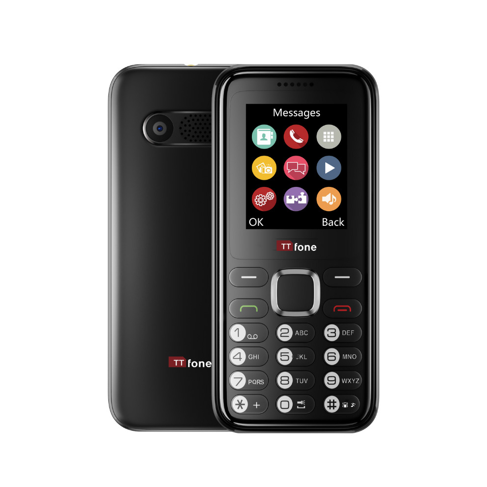 TTfone TT150 BLACK Unlocked Basic Mobile Phone with Bluetooth, Long battery Life, Dual Sim with Mains Charger and Vodafone Sim Card-image-OPC-PD98GNN-NEW