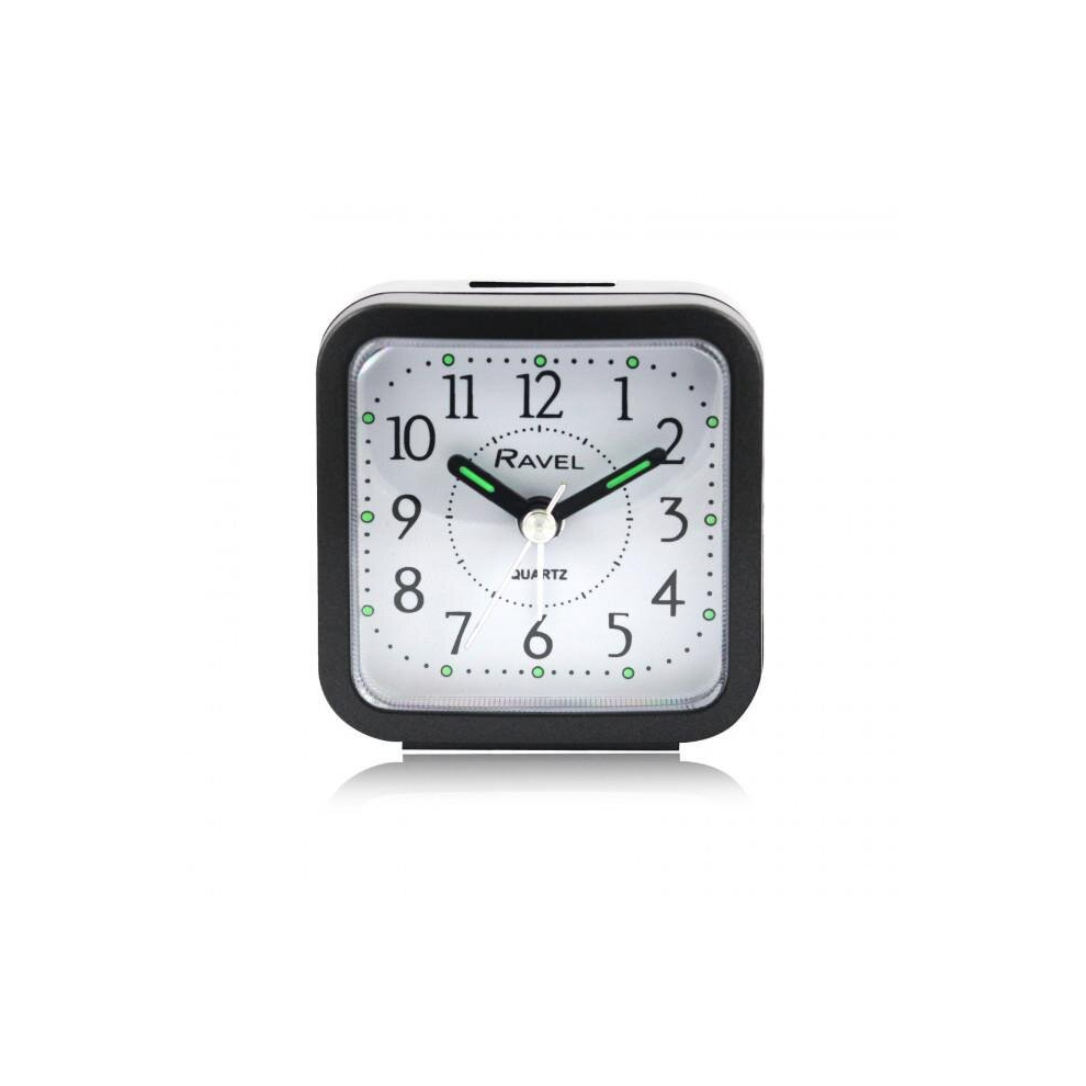 Ravel Rectangular Mini Bedside Quartz Alarm Clock - Black RC043.3