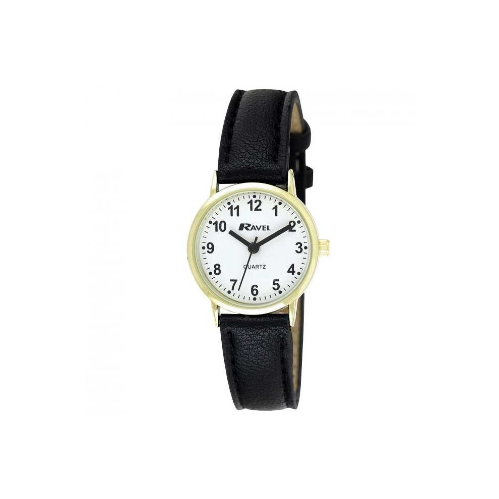 Ravel Ladies Classic Strap Watch Black / Gold / White R0129.16.2