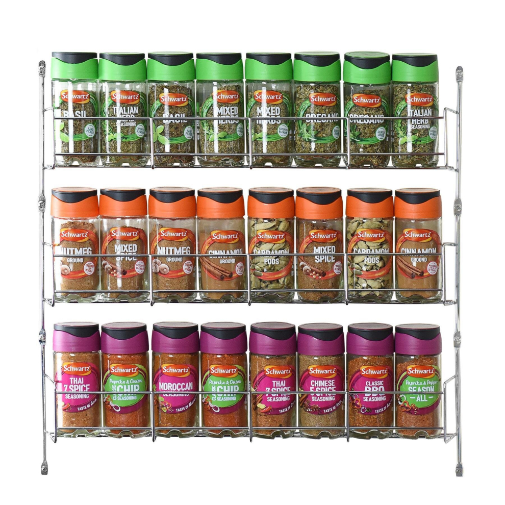 3 Tier Spice Herb Jar Rack Holder Kitchen Door Cupboard Wall Storage