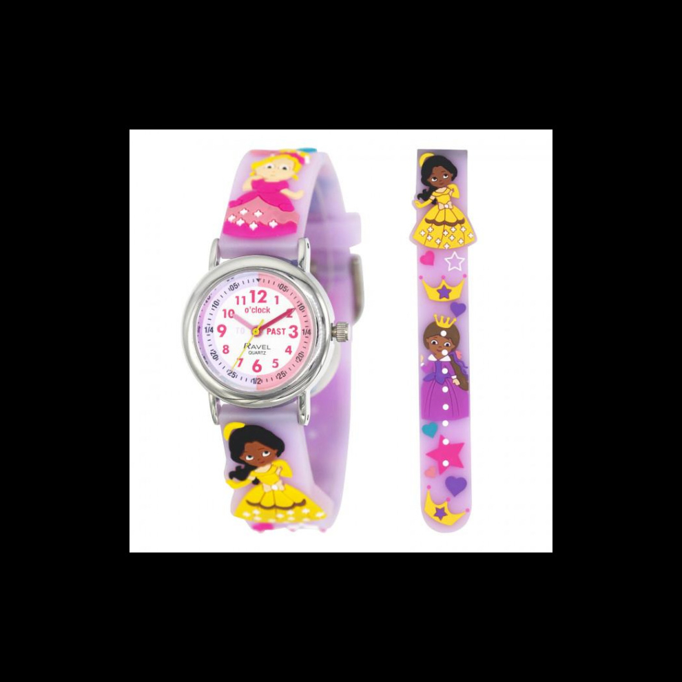Ravel Children Girls 3D Cartoon Time Teacher Watch Lilac Princess R1513.96 Purple