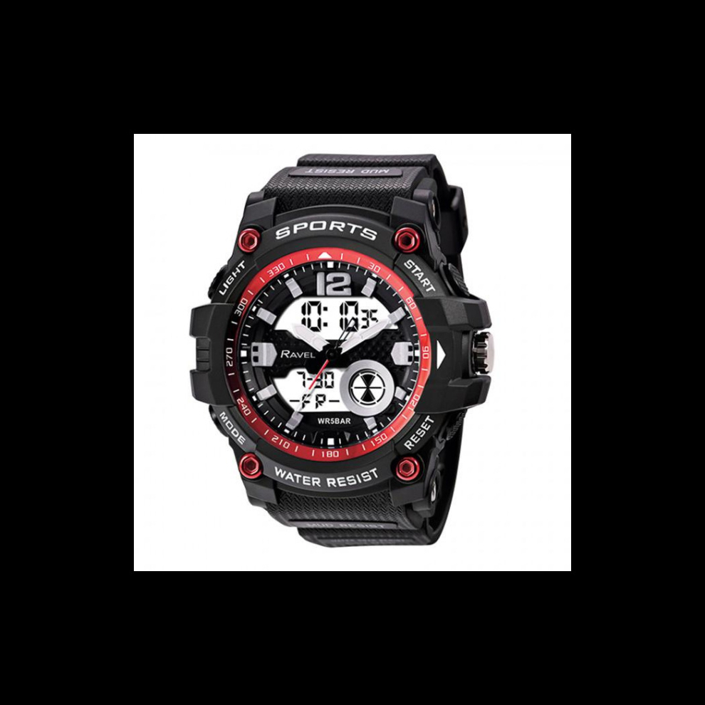 Ravel Adults Ana-Digi Dual time 5ATM Sports Red Watch RDT.2D