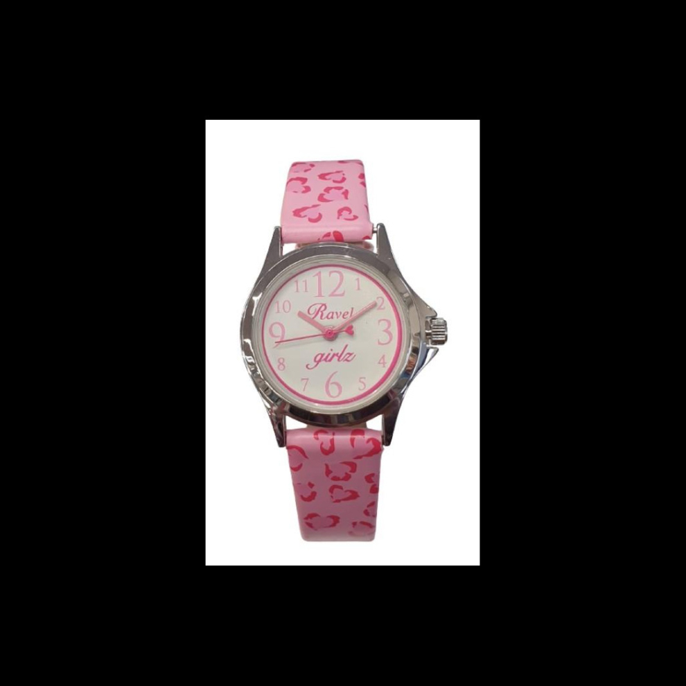 Ravel Analogue Girls White Dial Red Heart Print Design Strap Watch R1514.12