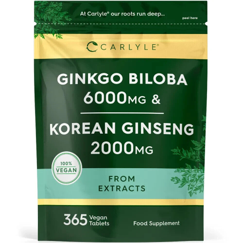 Ginkgo Biloba and Ginseng Tablets 8000mg High Strength Extract