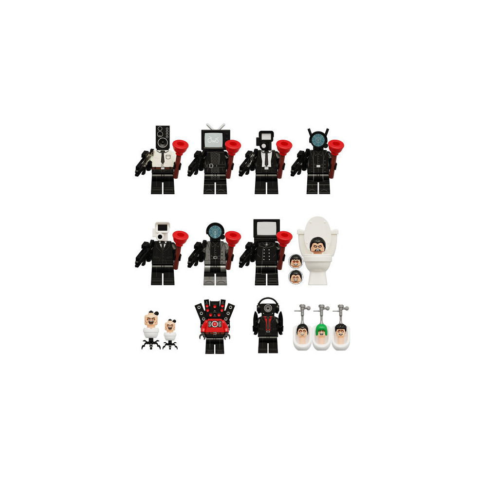 (Style A 12pcs) 12pcs Toilet Man Series Super Titan TV Man Audio Man Monitor Man Assembly Building Block Toy Bag