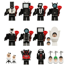 (Style A 12pcs) 12pcs Toilet Man Series Super Titan TV Man Audio Man Monitor Man Assembly Building Block Toy Bag